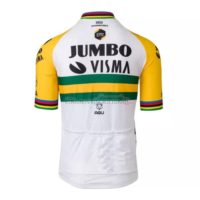 Abbigliamento Ciclismo Jumbo Visma Manica Corta 2022 Giallo Verde